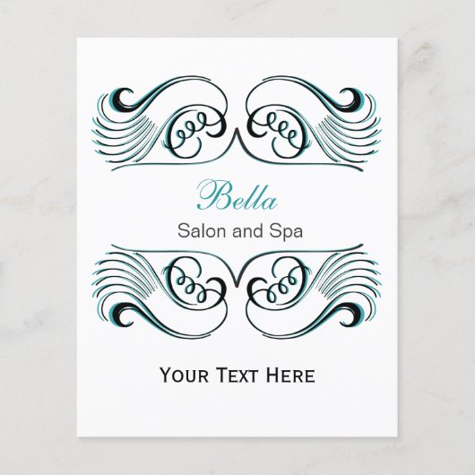 アクア、黒と白のシックなビジネスフライヤー チラシ (正面)