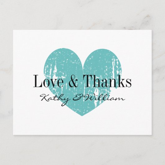アクア vintage ハートの愛と感謝のポストカード ポストカード (正面)