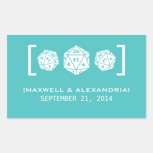 アクアD20サイコロゲーマー結婚式用シール 長方形シール (正面)
