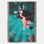 アクアNピンクサンフラワーレイズブランケット スローブランケット (正面縦)