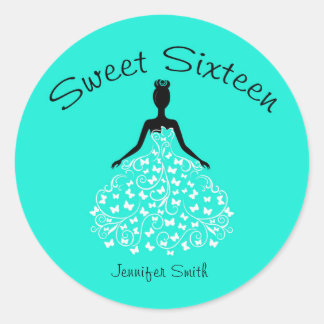 アクアSweet sixteenバタフライガウン封筒用シール ラウンドシール