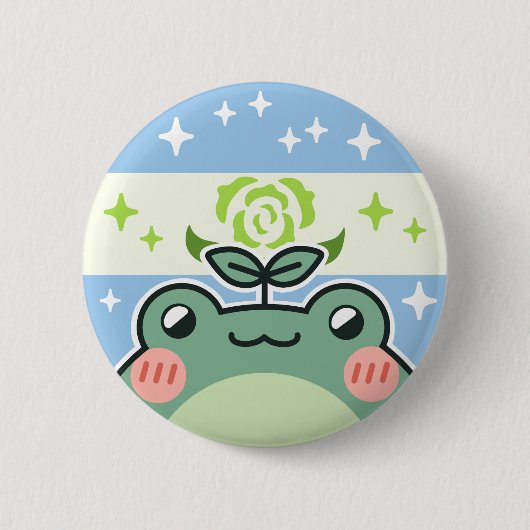 アクイリーンLGBTプライド国旗のカエル 缶バッジ (正面)