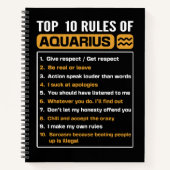 アクエリアスのトップ10のルールおもしろい、アクエリアス10のルール ノートブック (正面)