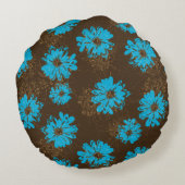 アクエリアスのヴィンテージのサイケデリックな花のリバーシブル ラウンドクッション (裏面)