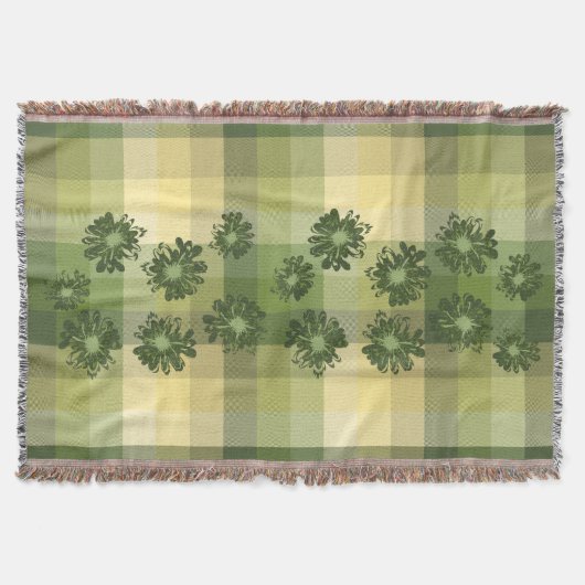 アクエリアスのヴィンテージの影の格子縞及びサイケデリックな花柄 スローブランケット (正面)