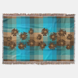 アクエリアスのヴィンテージの影の格子縞及びサイケデリックな花柄 スローブランケット