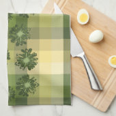 アクエリアスのヴィンテージの格子縞及びサイケデリックな花柄 キッチンタオル (四つ折り)