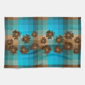 アクエリアスのヴィンテージの格子縞及びサイケデリックな花柄 キッチンタオル (横)