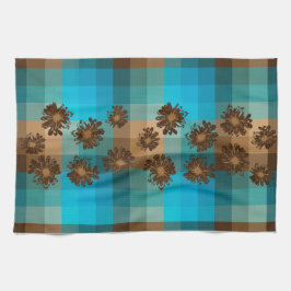 アクエリアスのヴィンテージの格子縞及びサイケデリックな花柄 キッチンタオル