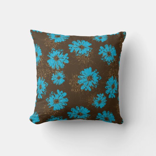 アクエリアスのヴィンテージの花柄および格子縞のリバーシブル クッション (正面)