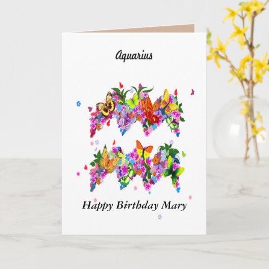 アクエリアスの占星術のバースデー・カード カード (黄色い花)