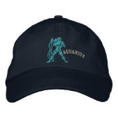 アクエリアスの(占星術の)十二宮図の印の刺繍18 1月2月20日 刺繍入りキャップ (正面)