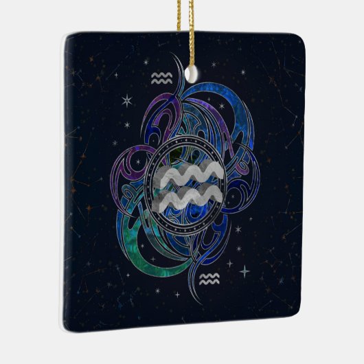 アクエリアスの(占星術の)十二宮図の印の空気要素 セラミックオーナメント (右)