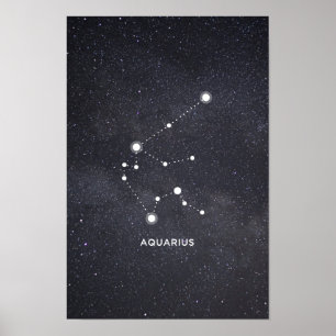 アクエリアスの(占星術の)十二宮図の星座ポスター ポスター