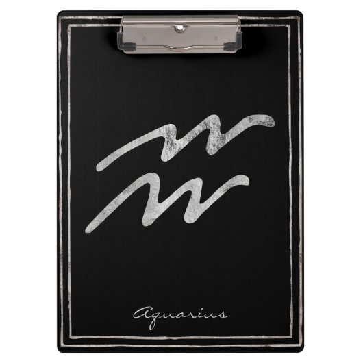 アクエリアスは銀の様式星占いのシンボルを打つ クリップボード (正面)