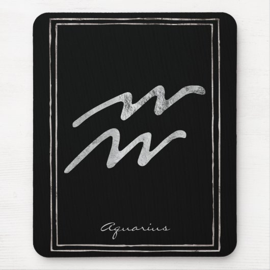アクエリアスは銀の様式星占いのシンボルを打つ マウスパッド (正面)