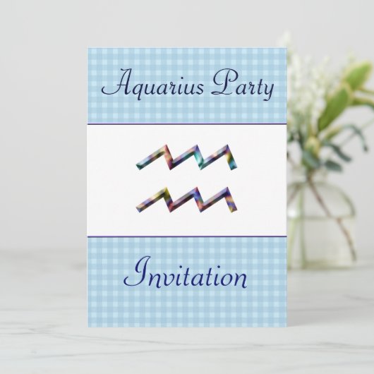 アクエリアスをテーマにした誕生日パーティーの招待状 – 〔占星術の〕十二宮図 招待状 (スタンド正面)