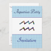 アクエリアスをテーマにした誕生日パーティーの招待状 – 〔占星術の〕十二宮図 招待状 (正面/裏面)