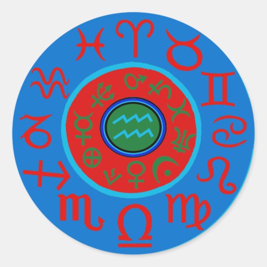 アクエリアスアストロロジー〔占星術の〕十二宮図 ラウンドシール (正面)