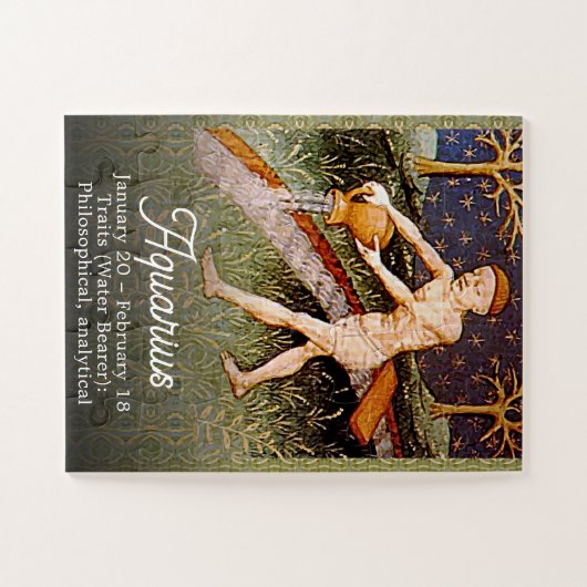 アクエリアスウォーターベアラ〔占星術の〕十二宮図サイン誕生日パーティー ジグソーパズル (横)