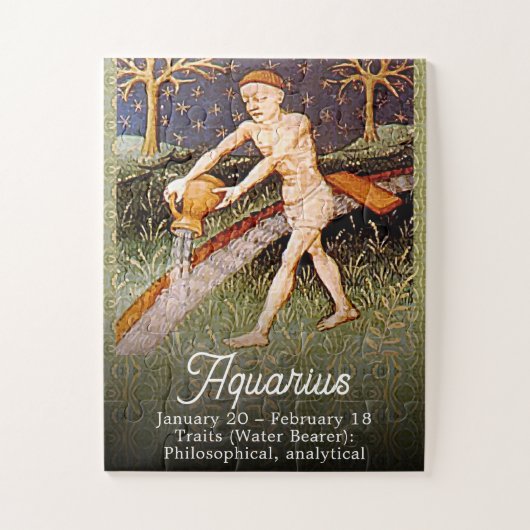 アクエリアスウォーターベアラ〔占星術の〕十二宮図サイン誕生日パーティー ジグソーパズル (縦)