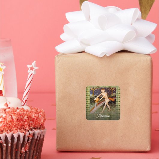 アクエリアスウォーターベアラ〔占星術の〕十二宮図サイン誕生日パーティー スクエアシール (パーティー)