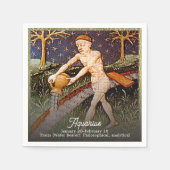 アクエリアスウォーターベアラ〔占星術の〕十二宮図サイン誕生日パーティー スタンダードカクテルナプキン (正面)