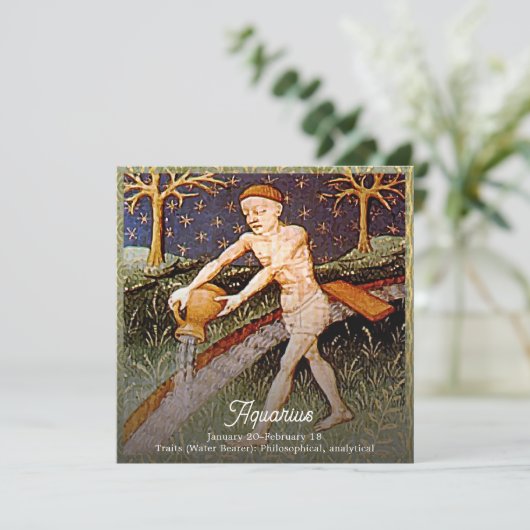 アクエリアスウォーターベアラ〔占星術の〕十二宮図サイン誕生日パーティー 招待状 (スタンド正面)