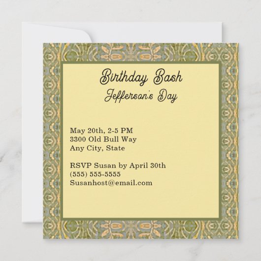 アクエリアスウォーターベアラ〔占星術の〕十二宮図サイン誕生日パーティー 招待状 (裏面)