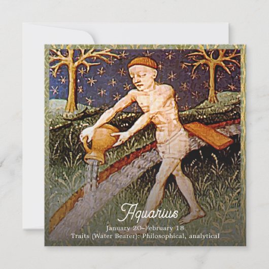 アクエリアスウォーターベアラ〔占星術の〕十二宮図サイン誕生日パーティー 招待状 (正面)