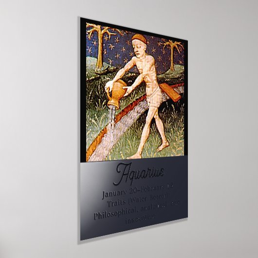 アクエリアスウォーターベアラ〔占星術の〕十二宮図サイン誕生日パーティー 箔ポスター (レイダウン)