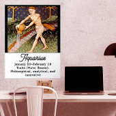 アクエリアスウォーターベアラ〔占星術の〕十二宮図サイン誕生日パーティー 箔ポスター