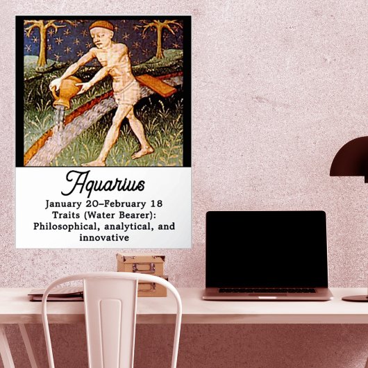 アクエリアスウォーターベアラ〔占星術の〕十二宮図サイン誕生日パーティー 箔ポスター