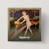 アクエリアスウォーターベアラ〔占星術の〕十二宮図サイン誕生日パーティー 缶バッジ (正面)