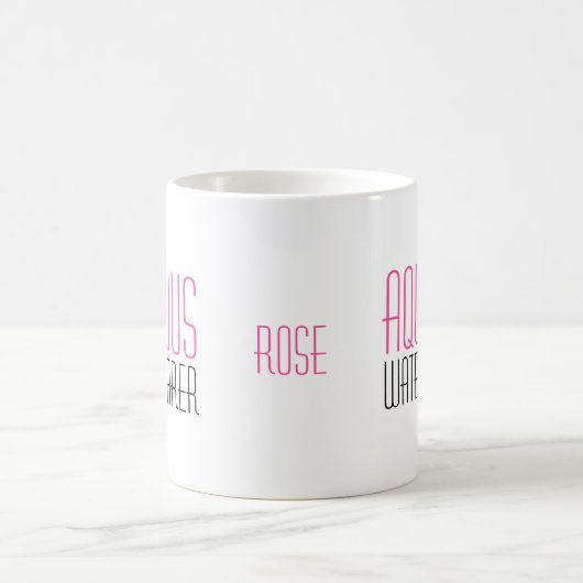 アクエリアスウォーターベアラ〔占星術の〕十二宮図文字名ピンクブラック コーヒーマグカップ (中央)