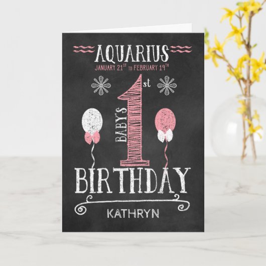 アクエリアスガール1stバースデー生まれタ1月21日から2月19日 カード (黄色い花)