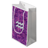 アクエリアスサインオン明るい赤紫色ピンクデジタル迷彩柄 スモールペーパーバッグ (正面アングル)