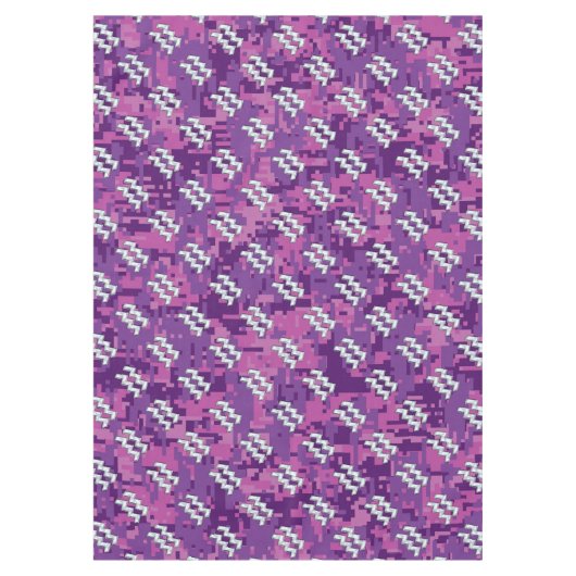 アクエリアスサインオン明るい赤紫色ピンクデジタル迷彩柄 テーブルクロス (正面)