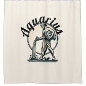 アクエリアスザウォーターベアラヴィンテージ〔占星術の〕十二宮図 シャワーカーテン (正面)