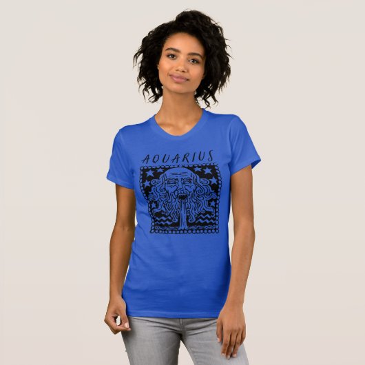 アクエリアスシーズン〔占星術の〕十二宮図サイン占星術ロゴ Tシャツ (正面フル)