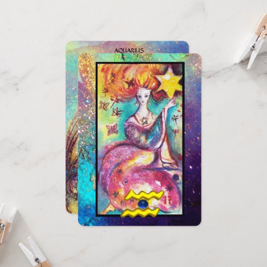 アクエリアススタータロット星占い〔占星術の〕十二宮図誕生日 カード (正面/裏面インサイチュ)