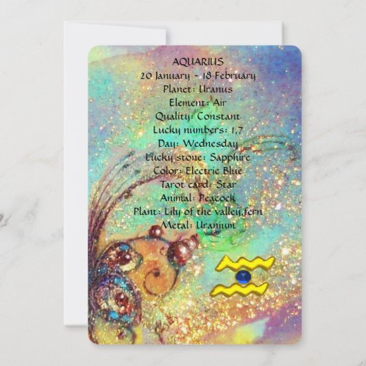 アクエリアススタータロット星占い〔占星術の〕十二宮図誕生日 カード (裏面)