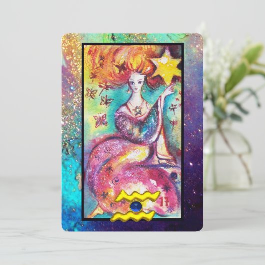 アクエリアススタータロット星占〔占星術の〕十二宮図誕生日車 カード (スタンド正面)