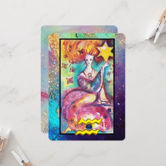 アクエリアススタータロット星占〔占星術の〕十二宮図誕生日車 カード (正面/裏面インサイチュ)