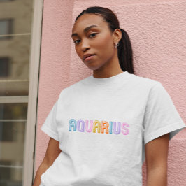 アクエリアスタイポグラフィトレンディー〔占星術の〕十二宮図カラフル Tシャツ