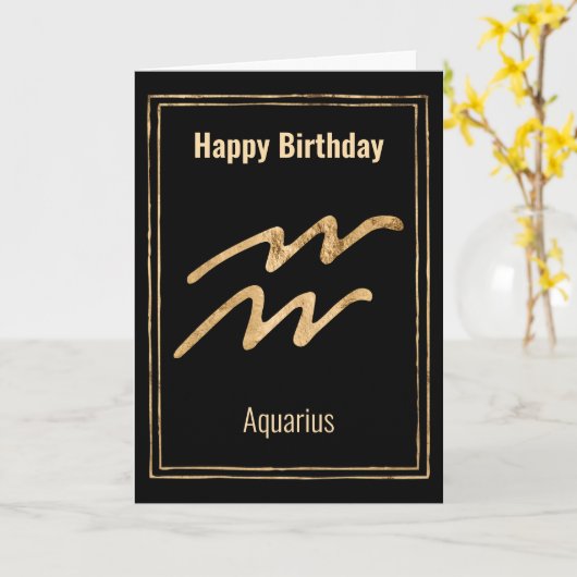 アクエリアスハッピーバースデー〔占星術の〕十二宮図星占い挨拶 カード (黄色い花)