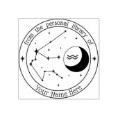 アクエリアスパーソナライズされた〔占星術の〕十二宮図ブックスタンプ ラバースタンプ (インプリント)