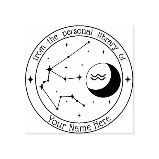 アクエリアスパーソナライズされた〔占星術の〕十二宮図ブックスタンプ ラバースタンプ (インプリント)