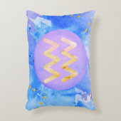 アクエリアスパープルブルーウォーターカラーアストロロジー〔占星術の〕十二宮図 アクセントクッション (正面(垂直))