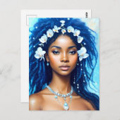 アクエリアスブラックウーマン〔占星術の〕十二宮図オーキッドアート ポストカード (正面/裏面)